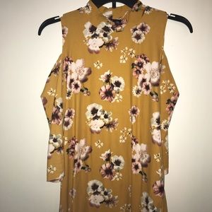 Yellow, cold shoulder top